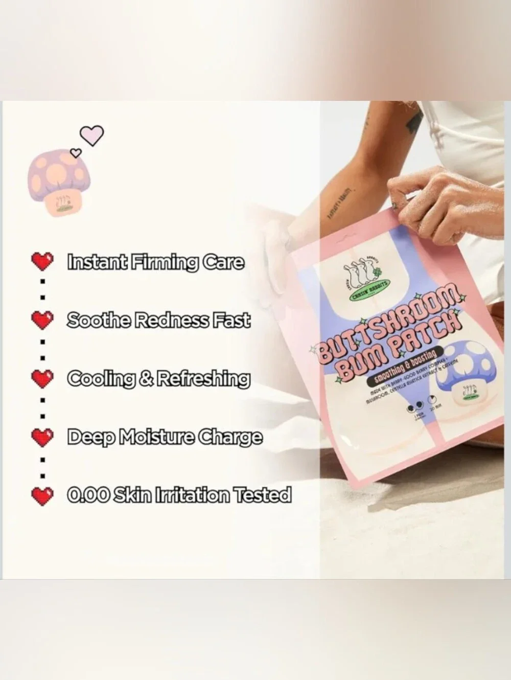 BUTTSHROOM Bum Patch + Mushroom Spa Headband - Fun Mushroom Lovers Bundle - Picture 8 of 11
